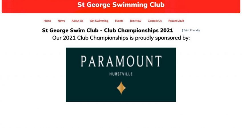 Paramount Hurstville sponsors St George Swim Club – Club Championships 2021  